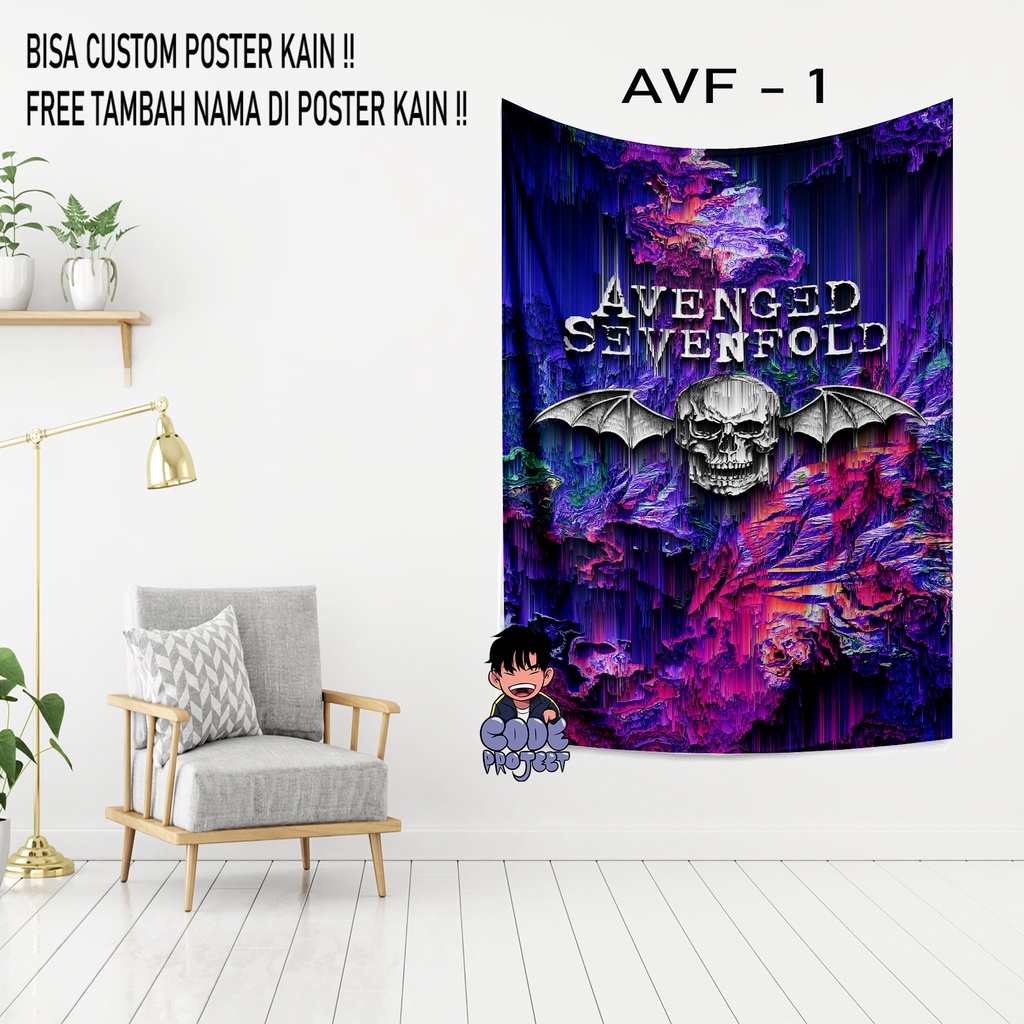POSTER KAIN AVENGED SEVENFOLD - custom poster kain - hiasan dinding avenged sevenfold - hiasan kamar