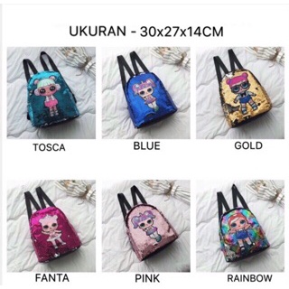 (lolipop)Tas LOL Telinga  NO LED 30x25x13cm  bahan bagus bangat TAS PENYIMPANAN TAS PUGGUNG TAS SQUIN TAS LOL TAS WAISBAG