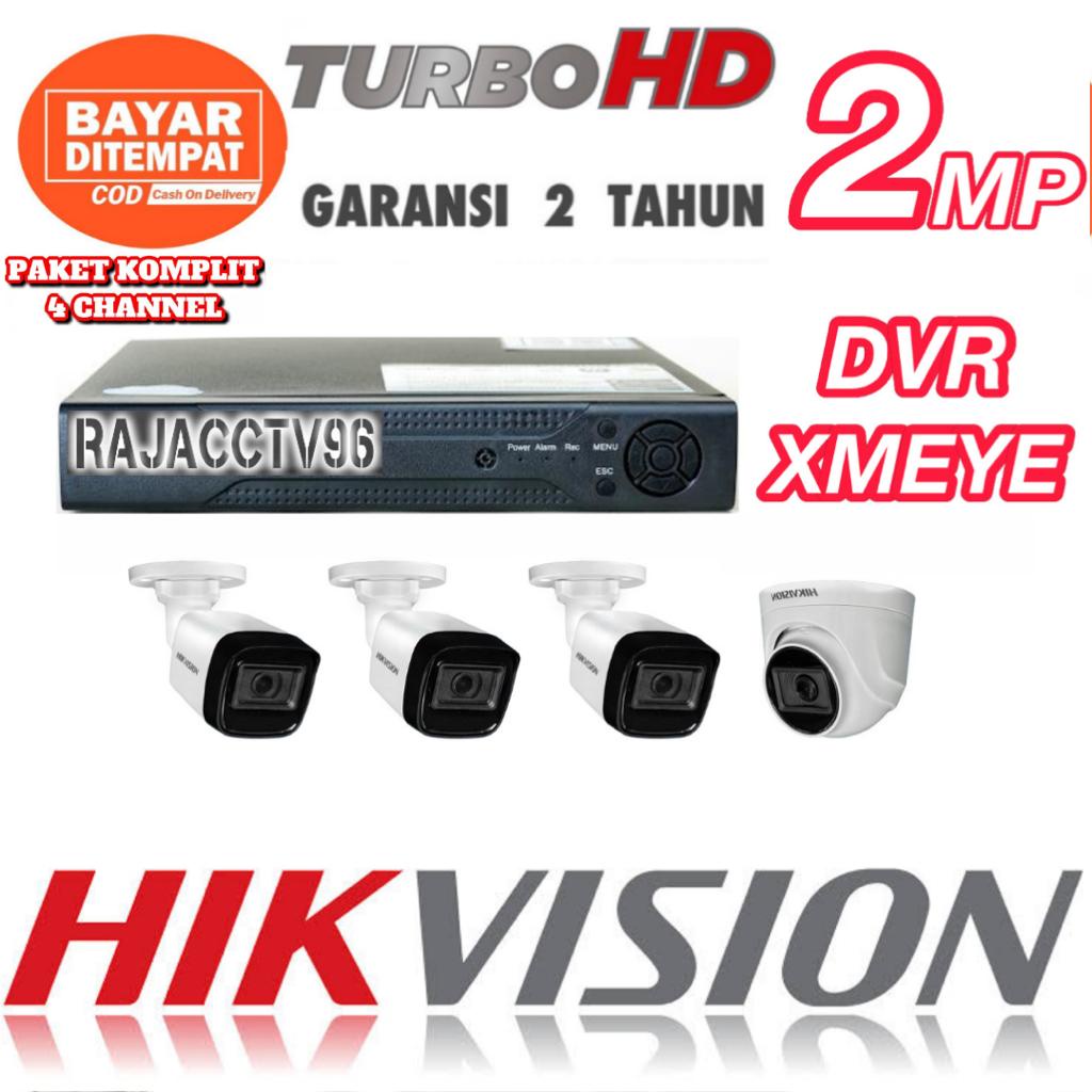 PAKET CCTV HIKVISION 4 CHANNEL 4 KAMERA TURBO HD 2MP 1080P KOMPLIT TINGGAL PASANG BOSKU