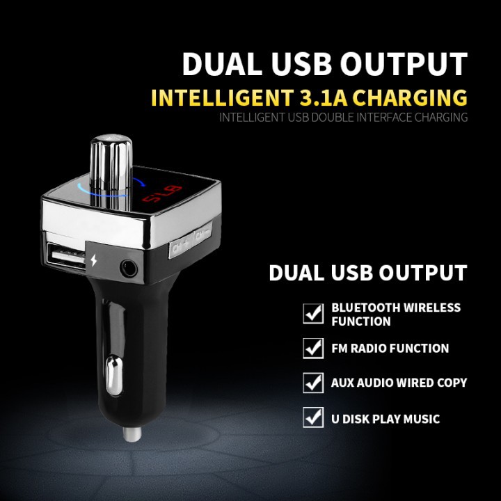 L6 Car Bluetooth FM Transmitter Dual USB Car Charger MP3 Music Player Wireless Handfree Car Kit