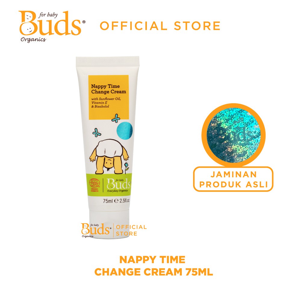 Buds Organic Nappy Time Change Cream 75ml / Krim Anti Ruam Popok - BABY MINISTRY