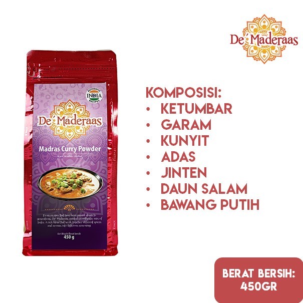 

COD De Maderaas Madras Curry Powder / Bumbu Kari / Bubuk Kari 450 gram