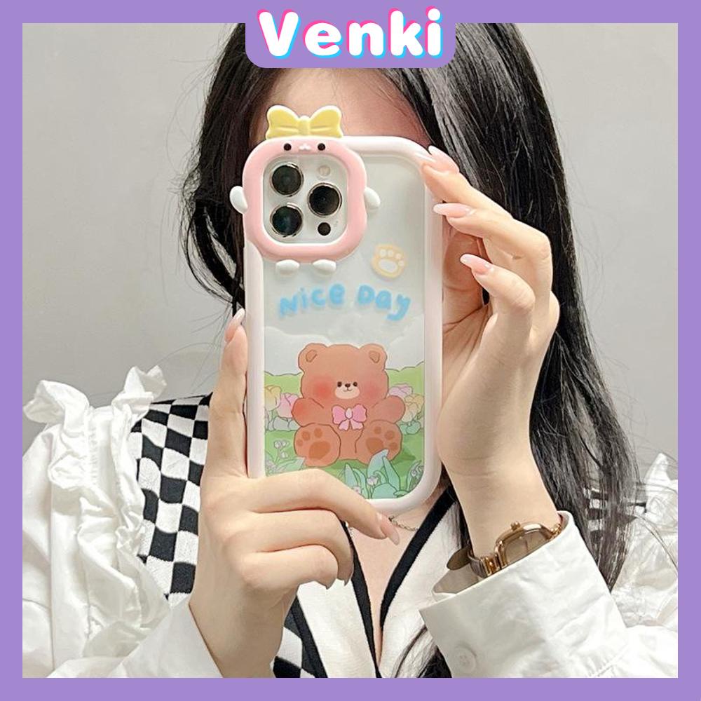 iPhone Case Silicone Soft Case Clear Case Airbag Shockproof Protection Camera Smooth Feel Cartoon Bear Cute Compatible For iPhone 11 Pro Max 13 Pro Max 12 Pro Max 7Plus xr XS Max