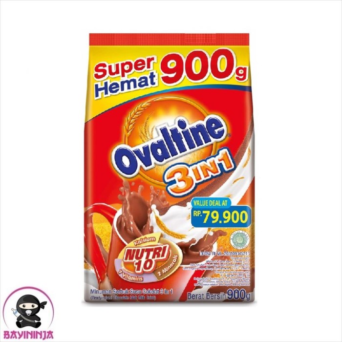 

OVALTINE 3 in 1 Susu Bubuk Cokelat 900 g T-Ninjabayi 01