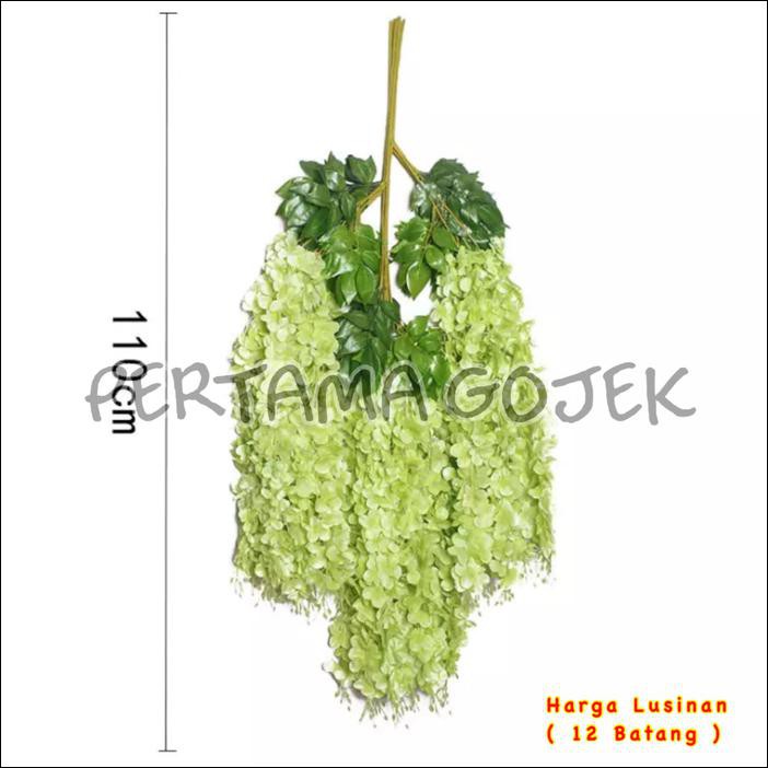 Lusinan Bunga Wisteria Jumbo/Bunga Plastik/Daun Rambat/Busa Bunga - Putih