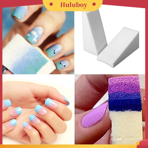 Huluboy Huluboy♡ 3pcs Spons Balok Amplas Kuku Warna Gradasi Untuk Pedicure