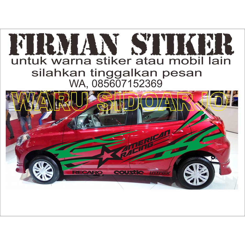 Stiker Mobil Datsun Go 2 Baris Merah DGBB Shopee Indonesia