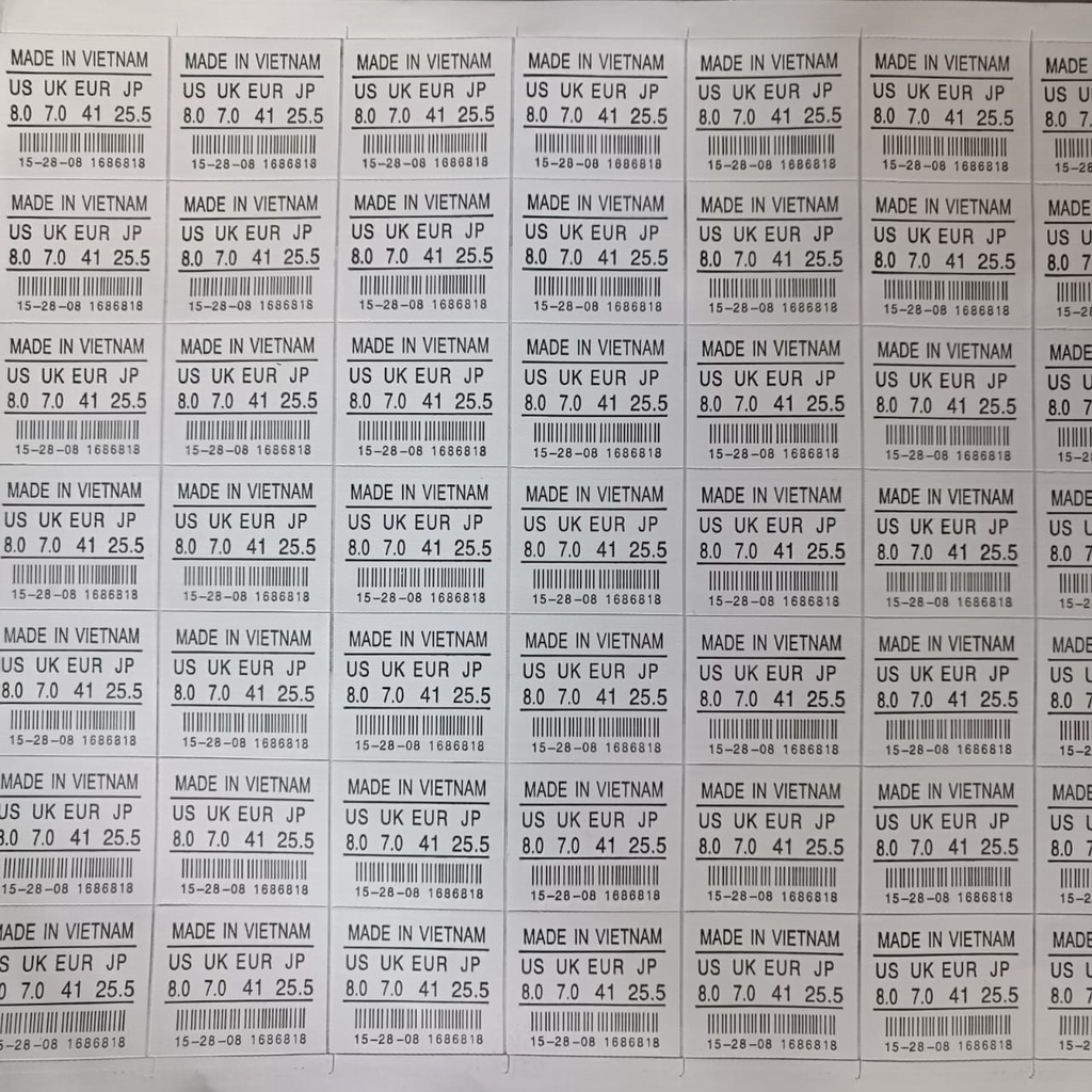 Perlengkapan Sepatu Label Size Sticker Sepatu dan Tag, Sertifikat, Note, Letter