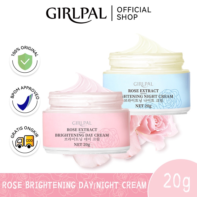 GIRLPAL 20g Rose Brightening Cream Vitamin C + Niacinamide Day &amp; Night Brightening Moisturizing Skin Cream GPSRF1004 GPSRF1005