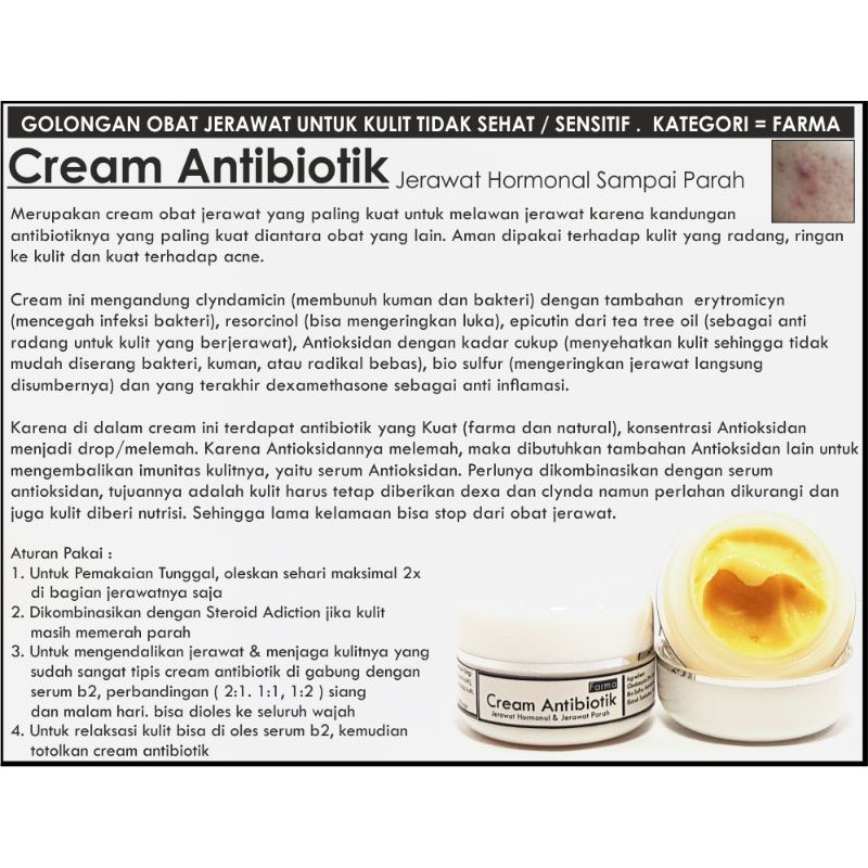 Cream antibiotik ( buat jerawat hormonal sampe parah)