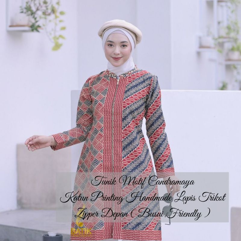Candramaya Tunik Batik Wanita Prabuseno Batik Wanita Kekinian Modern Katun Adem Nyaman Tebal Full Fu