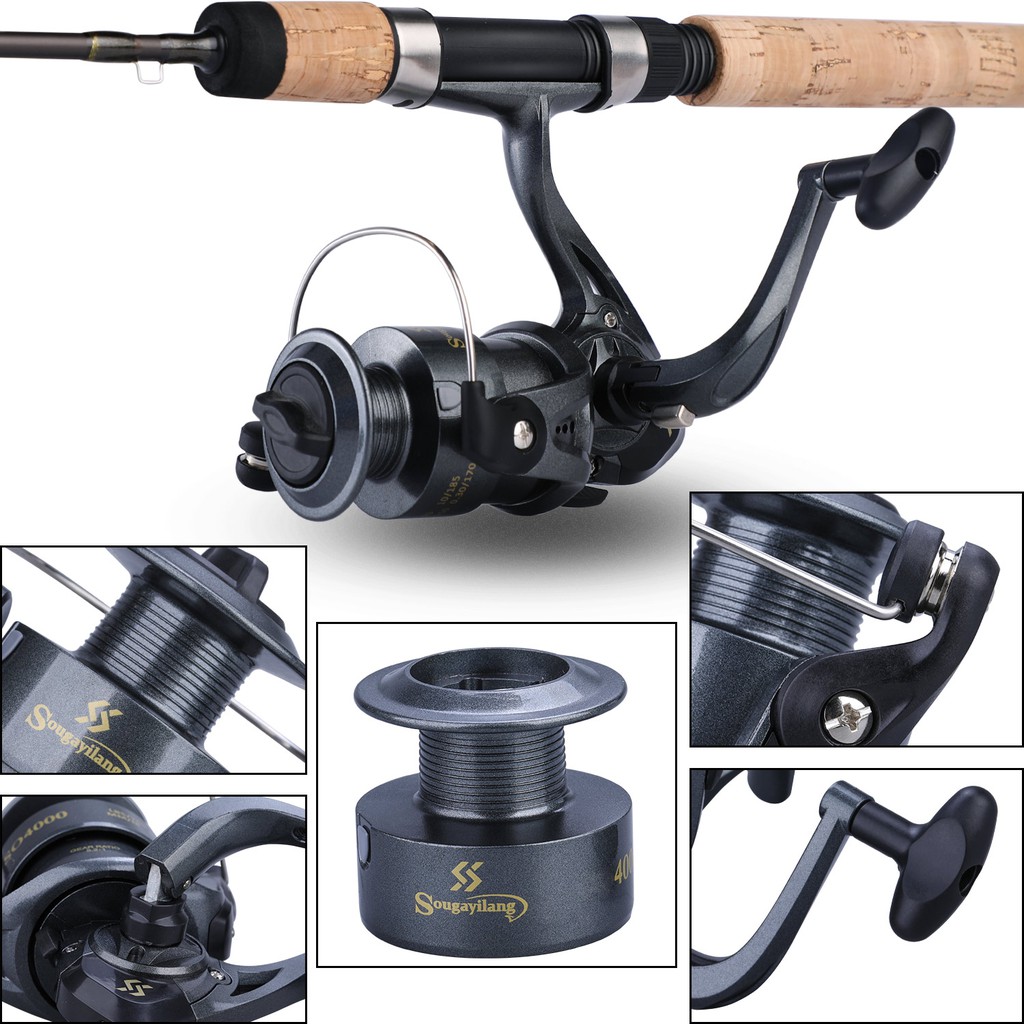 Pancing Set 1.8m joran pancing UL/L/ML Spinning Fishing Rod 2 Sections Fishing Reel 1000-4000 Series 5.2:1 High Speed Max Drag 10kg