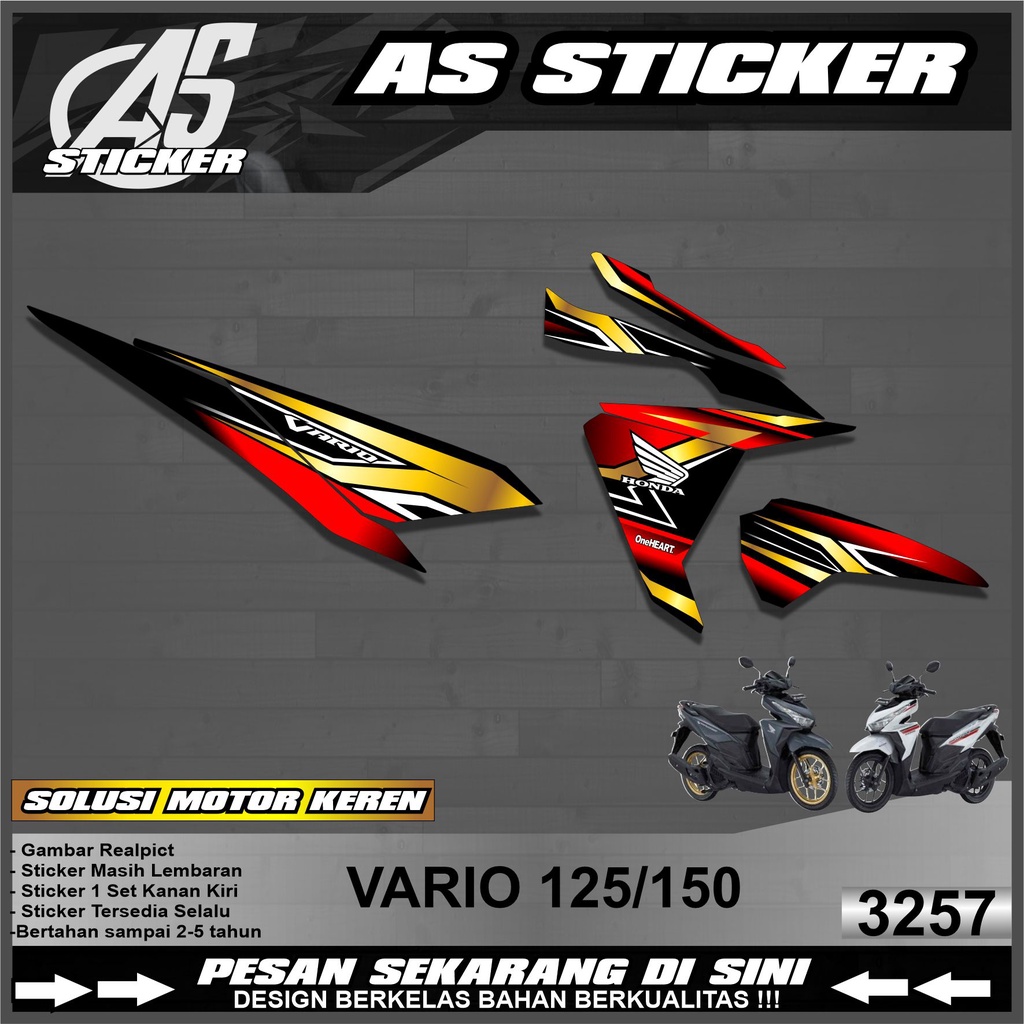 3257 (COD) STRIPING STICKER VARIO 125-150 OLD 2015-2017 DESAIN GOLD EMAS RACING SEMI FULL
