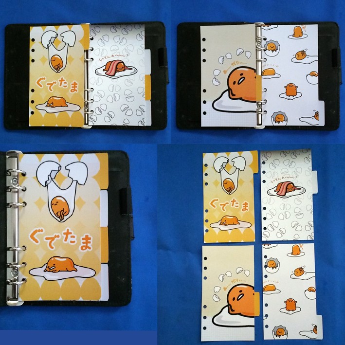 

Pembatas Gudetama Binder 2 Ring, 6 Ring, 20 Ring, 26 Ring 1 Set 4 lembar Glossy Murah