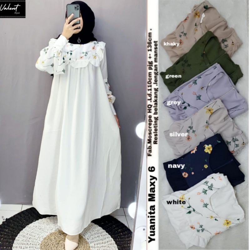 Yuanita Maxy 6 Gamis Maxi Dress Wanita Moscrepe Terbaru 2021