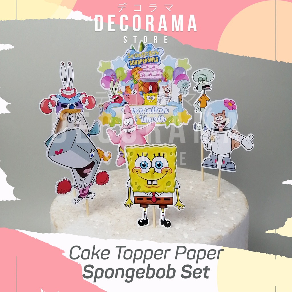 Cake Topper Spongebob Squarepants Set DEKORASI KUE ULTAH ANAK MURAH