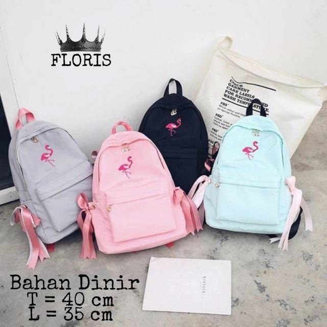 Tas ransel angsa 2pita floriss flamingo