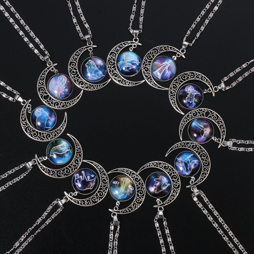 Kalung Liontin Zodiak Astrologi Wajah Ganda Untuk Pria Dan Wanita