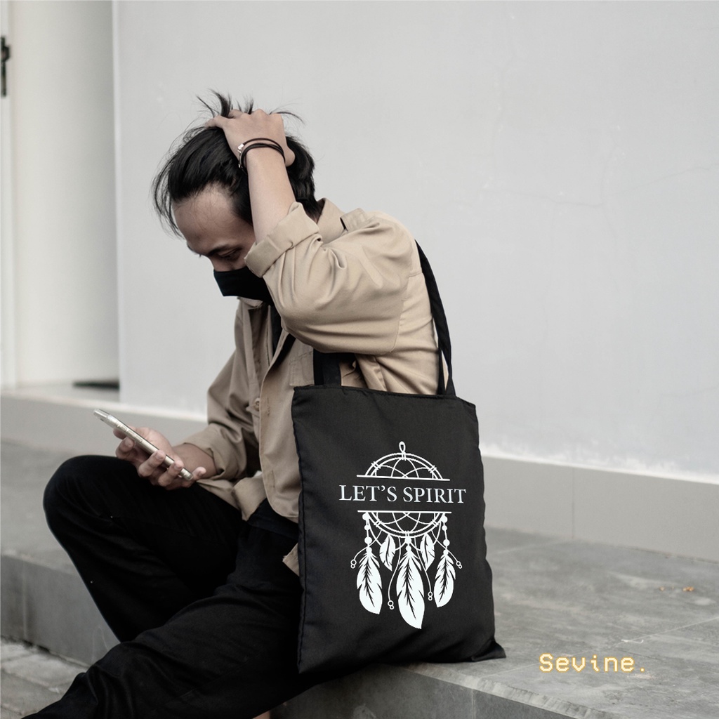 Sevine Totebag Tas Wanita Tote bag Resleting Girl Quotes Black Series Hitam - TQ2