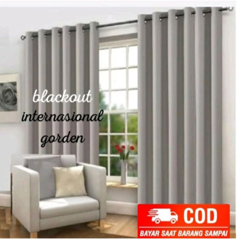 Gorden Blackout polos minimalis abu silver