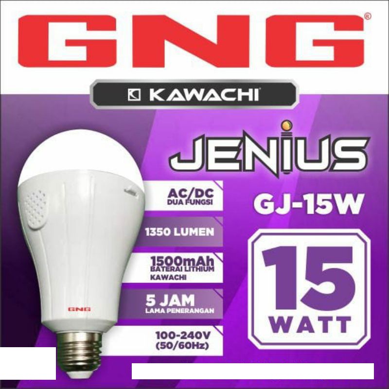 GNG Lampu Emergency Led AC/DC LED 15 WATT  LED DARURAT AC/DC Lampu LED JENIUS 15WATTT GJ-15W