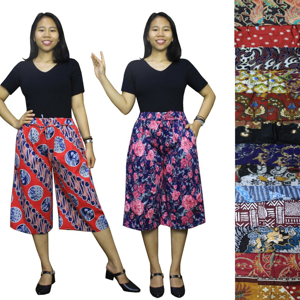 SB Collection Celana Pendek Tania Casual Kulot Jumbo Shortpants Batik Wanita All Size Motif Random