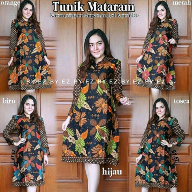 TUNIK BATIK MOTIF MATARAM TUNIK WANITA BAJU BATIK WANITA 