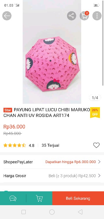 Payung Lipat 3 Motif Lukisan Anti Uv Japan Umbrella Rosida