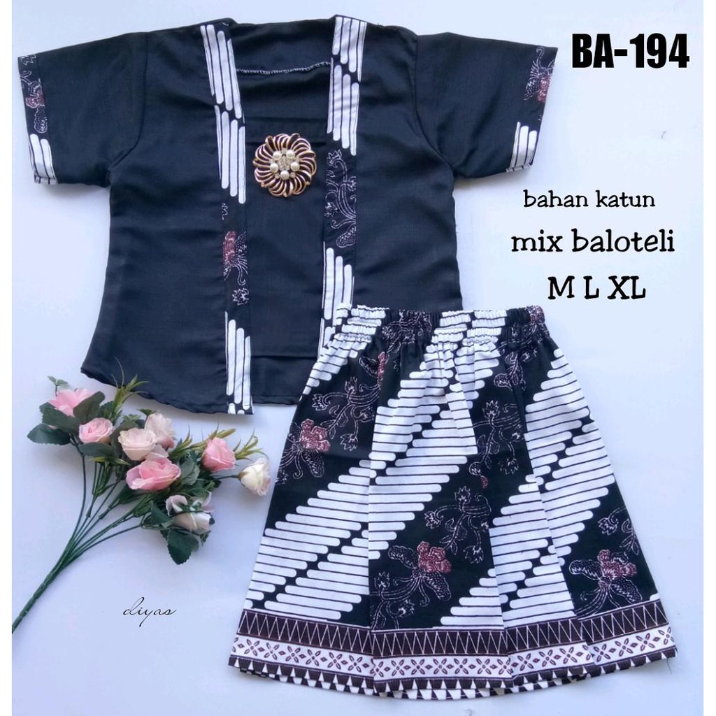 Setelan Batik Anak Model Kutubaru Warna Hitam