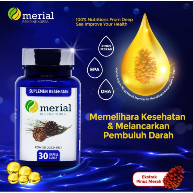 MERIAL Fish Oil Minyak Ikan Dengan Ekstrak Pinus Merah Red Pine Original (Gratis Ongkir)