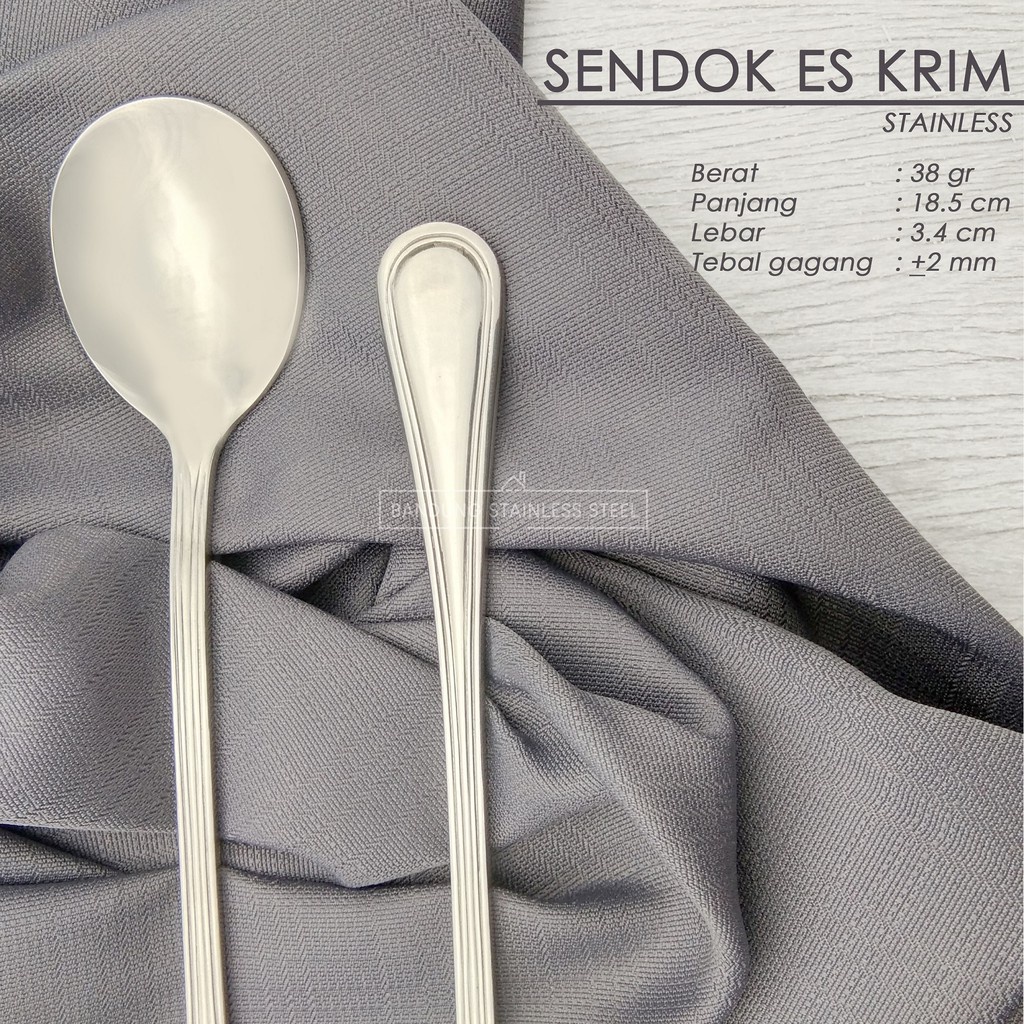 Sendok es krim panjang stainless super tebal ice spoon hotel teh bulat