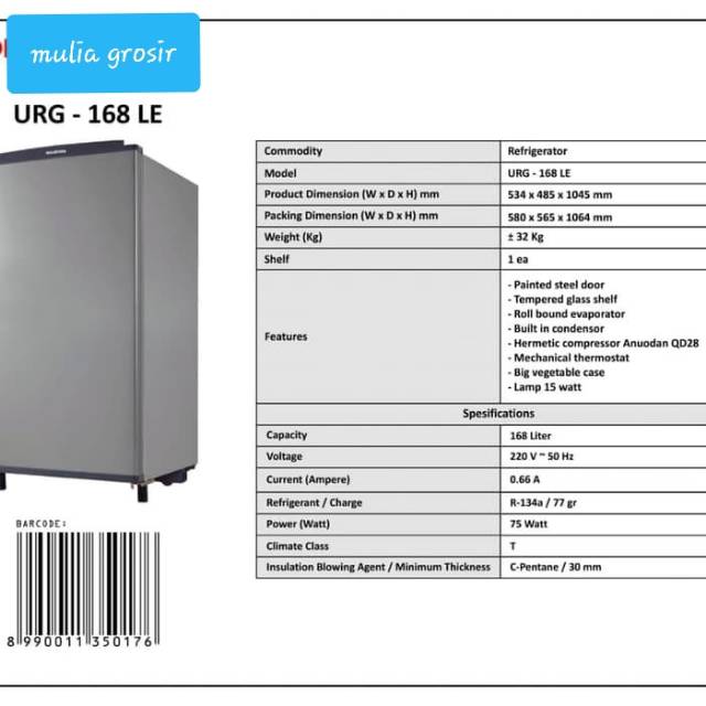 Kulkas Maspion URG 168LE