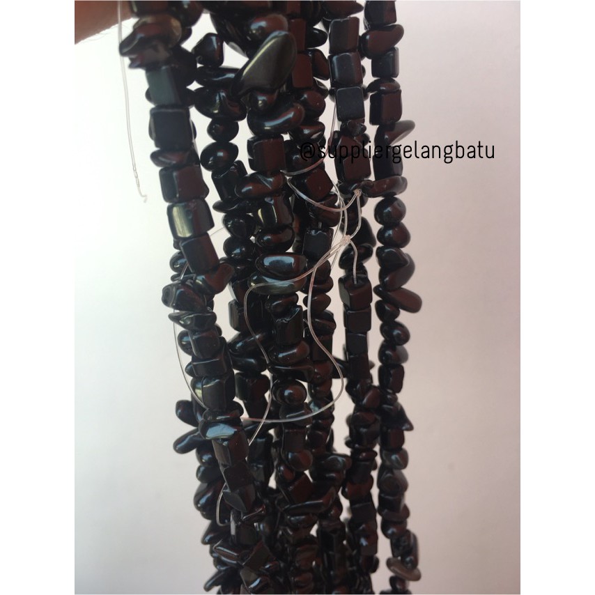 kerikil Batu alam onyx agate hitam Beads 1cm kilap aksesoris craft grosir supplier bahan fashion