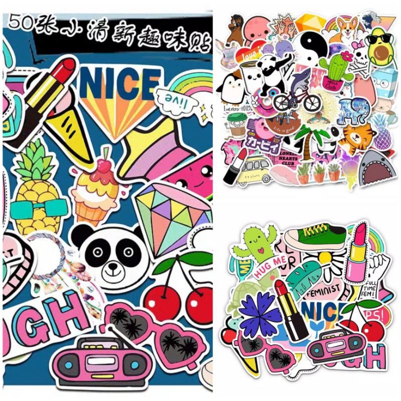 

(10 pcs) sticker lucu vinly lucu imut random laptop hp kulkas notebook skateboard import