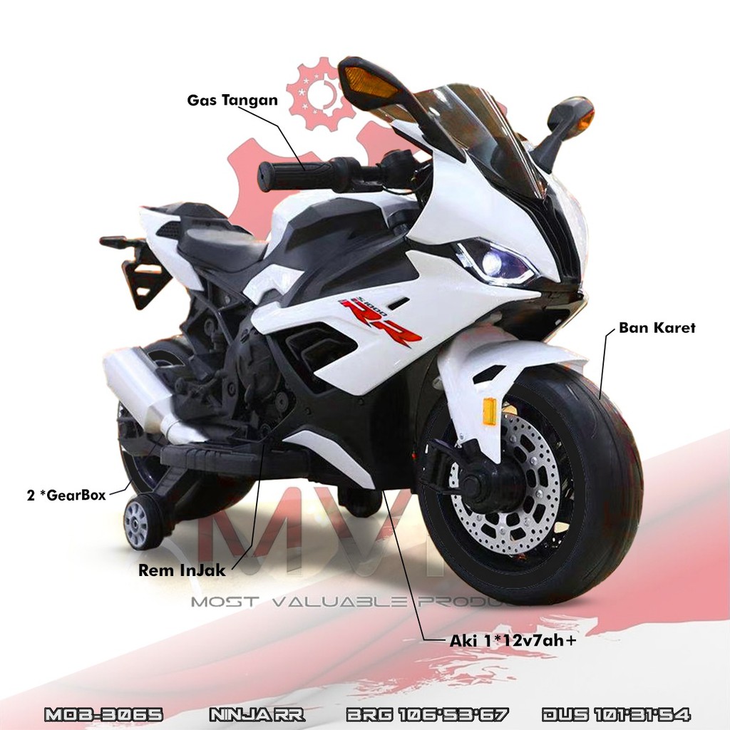 TERBARU MAINAN MOTOR AKI ANAK NINJA RR MOB 3065
