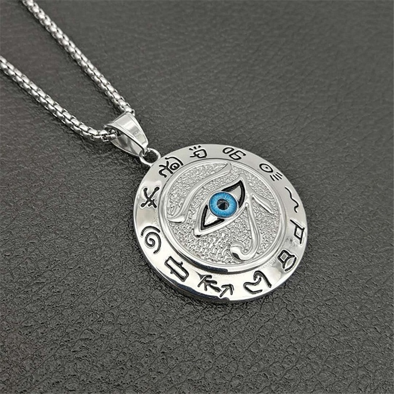 Ancient Egypt Horus Eye Amulet Gold Stainless Steel Pendant Necklace Jewelry