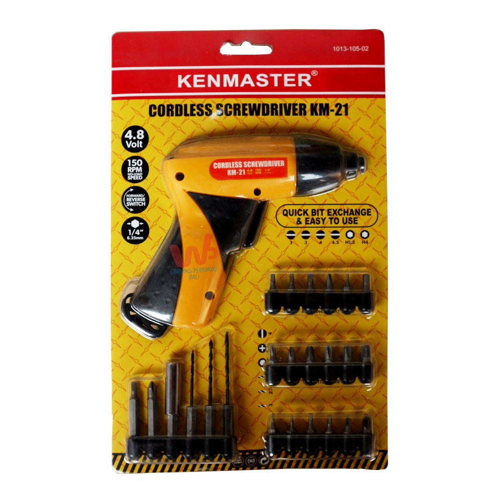 KENMASTER Bor Cordless Drill Screwdriver 4.8 Volt KM-21 Mesin Bor Obeng Sekrup Skrup 4.8V / Sedia 3.