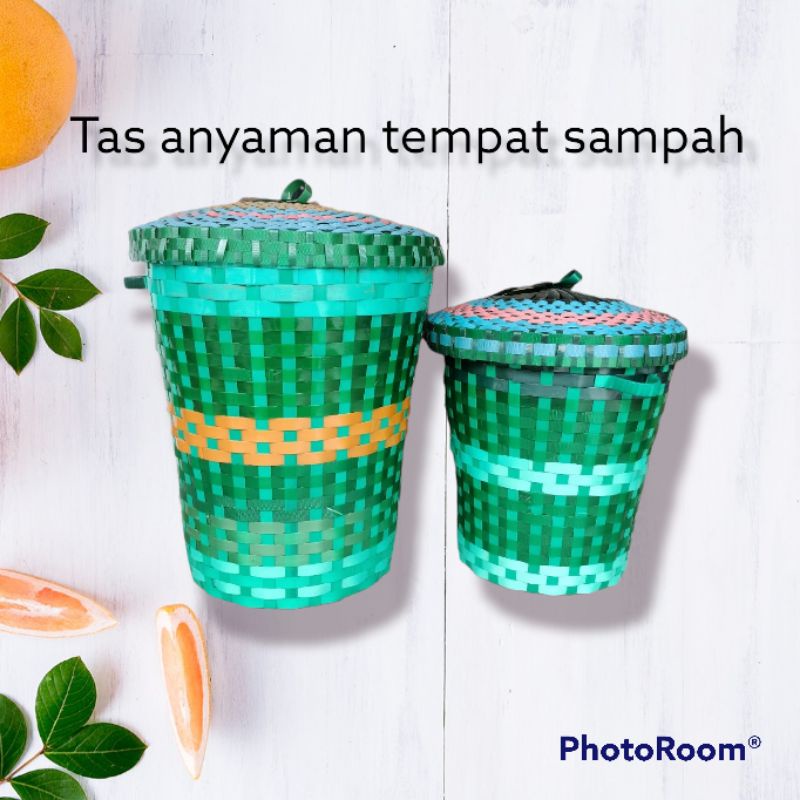 anyaman tempat sampah ukuran kecil dan sedang