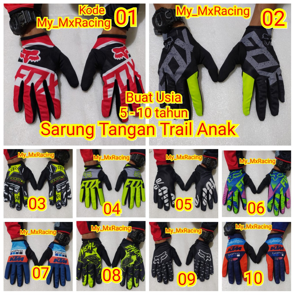 Glove anak sarung tangan cross anak dirtpaw dan full printing plus pending lutut dan sikut buat anak 4-5th