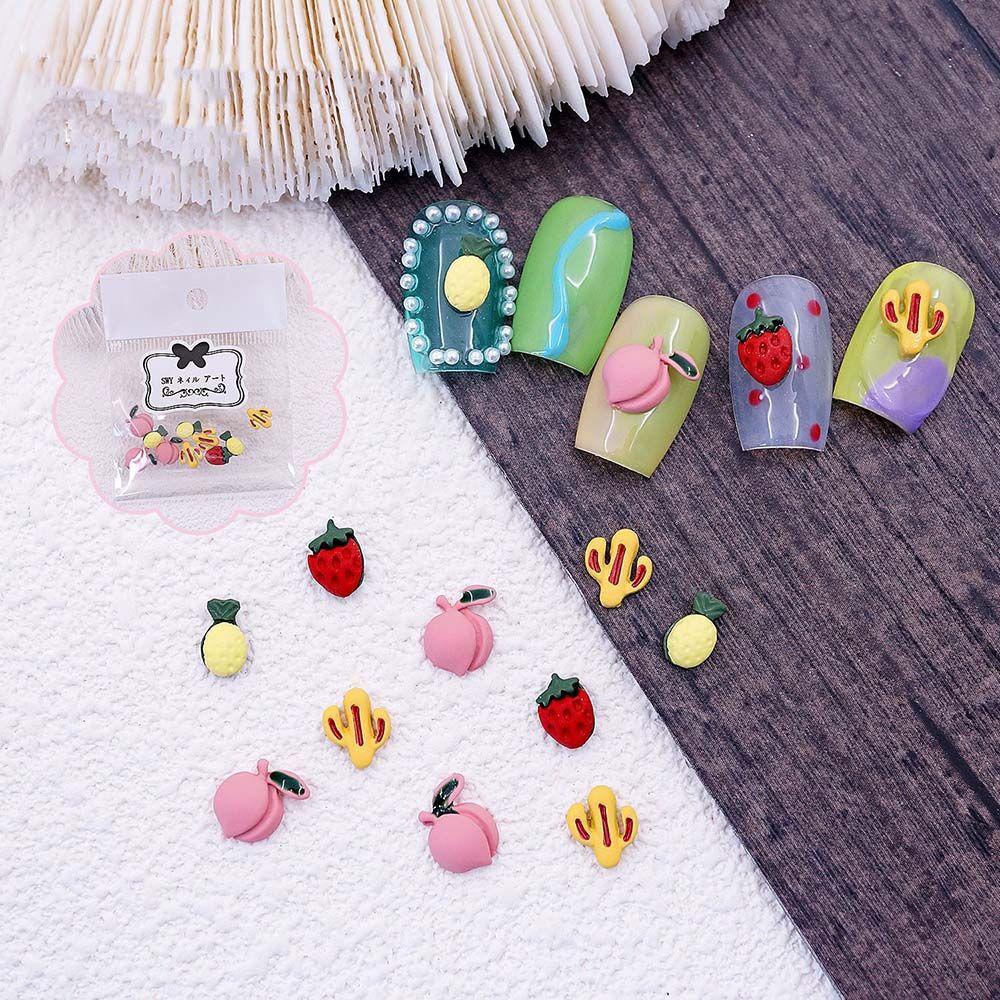 Mxbeauty Buah Perhiasan Nail Art Warna Permen Indah Lucu Peach Kaktus Telur Rebus DIY Alat Nail Art