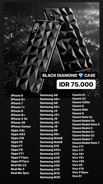 Diamond Case Slim Case iPhone Oppo Vivo Xiaomi Samsung Real me 3 a1k c2 s1 v15 f11 pro a7 a9 2018 V9