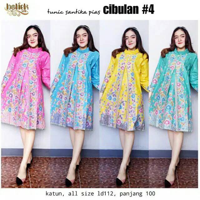 Jual Tunik Santika Pias Cibulan Pastel Batik Midi Dress Seragam