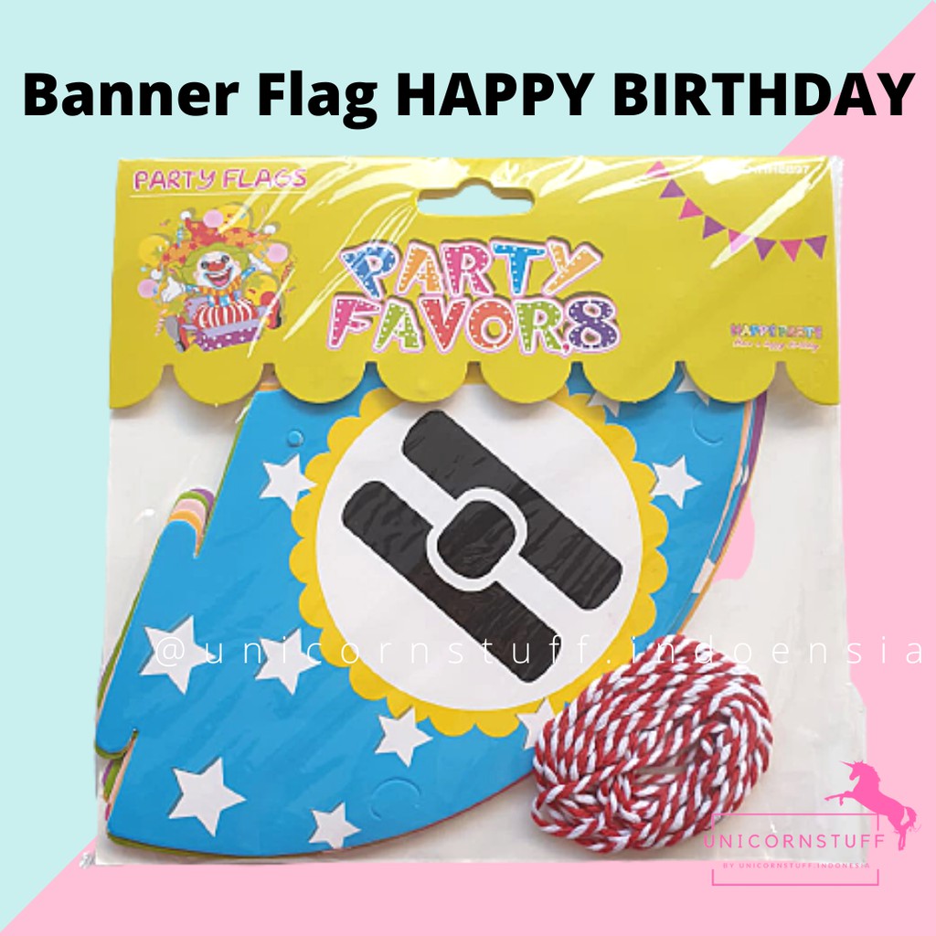 Properti Foto Gantungan Happy Birthday Banner Bunting Flag Pesta Tulis