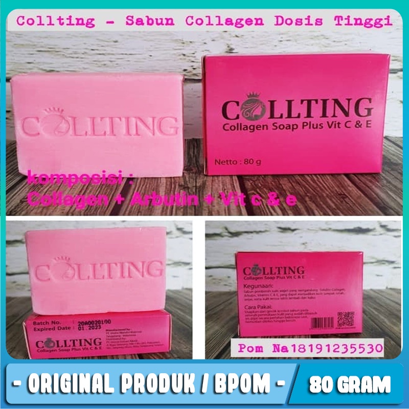 Collting Colagen Soap Plus Vit C &amp; E / Sabun Pemutih Wajah Dan Badan