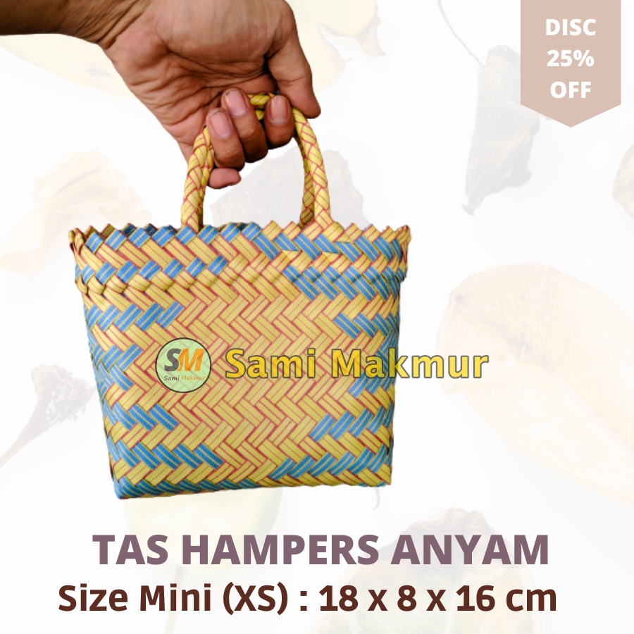 Tas Anyaman Plastik LURIK MINI (XS) Tas Anyam Hampers Souvenir Belanja Pasar Parcel Bingkisan Lebaran Muat Kotak Snack Roti