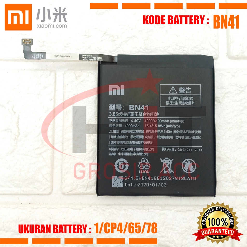 Baterai Battery Original Xiaomi Redmi Note 4 | Model BN41