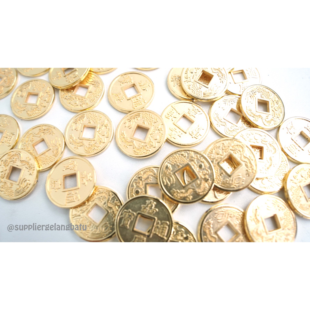Aksesoris Koin Kuno China resin coin silver gold ekslusif 2,5cm grosir