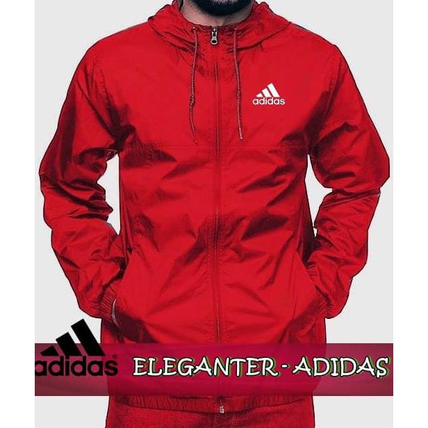 Jaket Hoodie Eleganter Adidas Merah