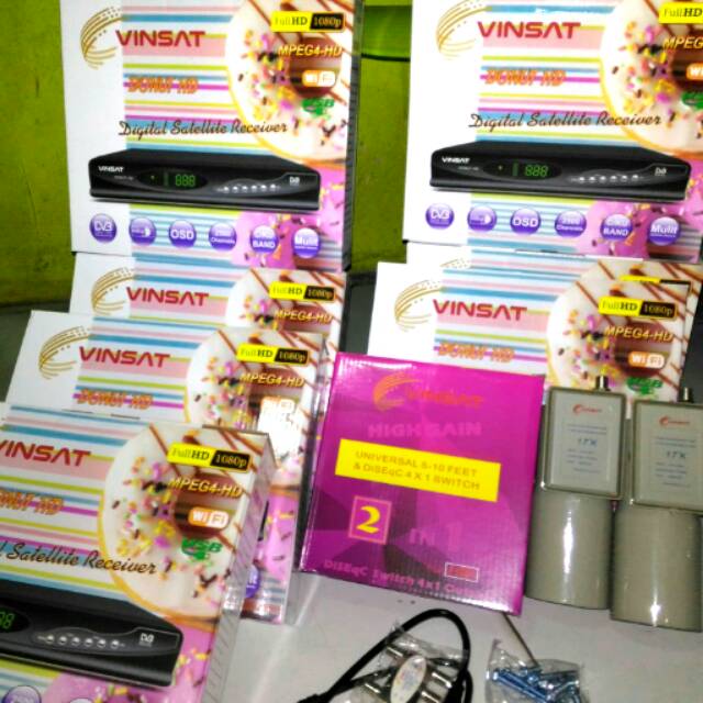 RECEIVER VINSAT HD +PLUS LNB 2in1 sepaket