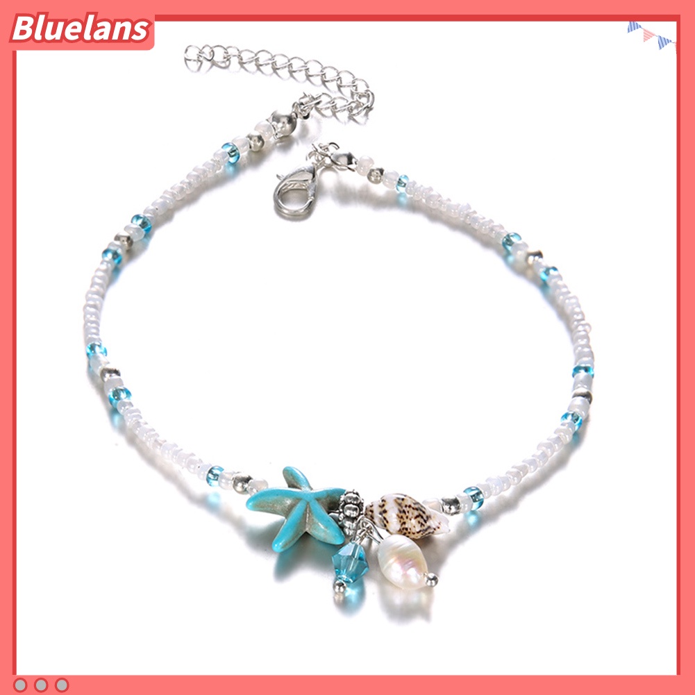 Bluelans Boho Lady Beaded Starfish Charm Barefoot Sandal Foot Chain Anklet Ankle Bracelet